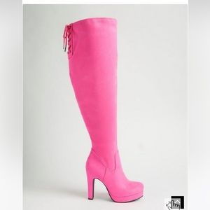 Thigh high Barbie pink boots size 11.5